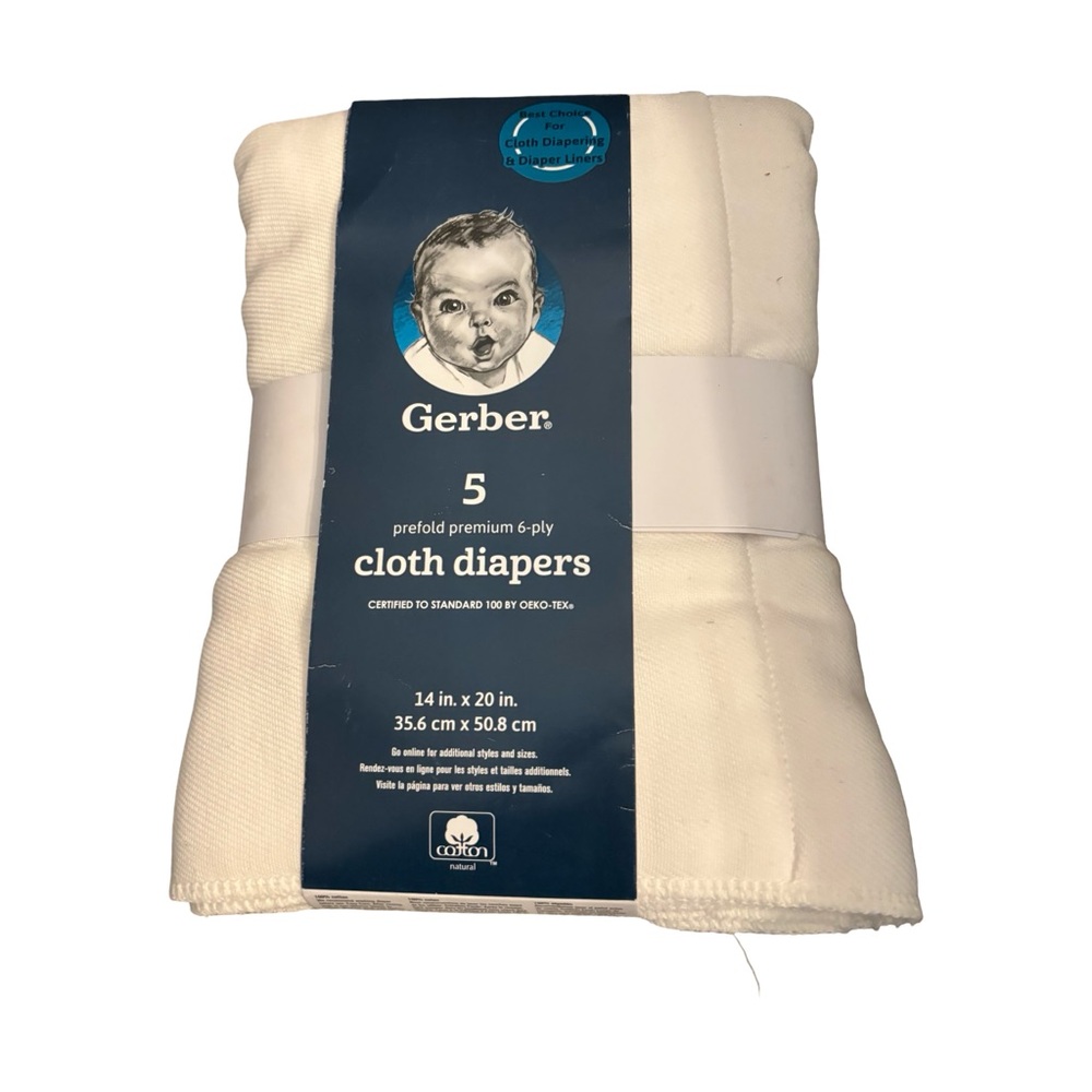 Gerber 5 Pack of Cloth Pre-fold Premium Diapers